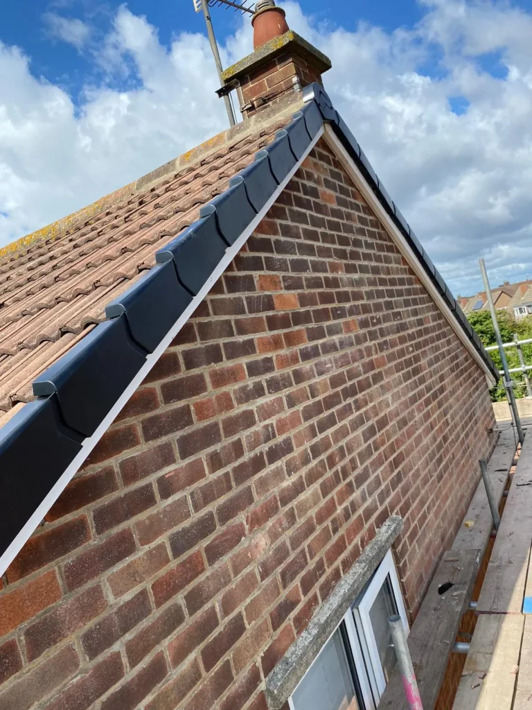 Dry verge fitted on a gable end